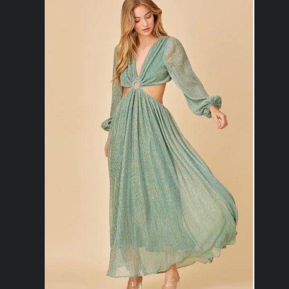 Shimmer Blue Cut Out Dress - Picture 1 of 3